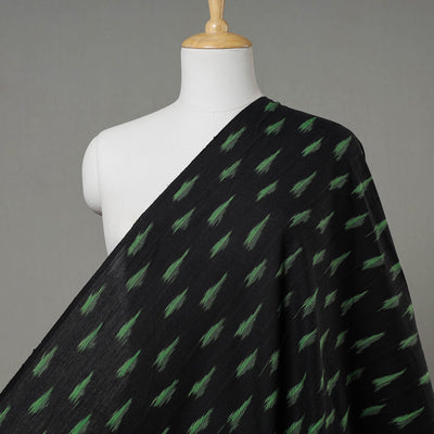 Black Pochampally Ikat Weave Cotton Fabric 