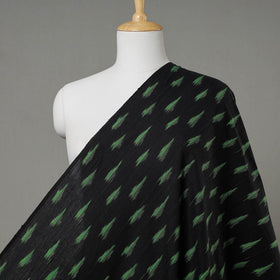 Black Pochampally Ikat Weave Cotton Fabric 