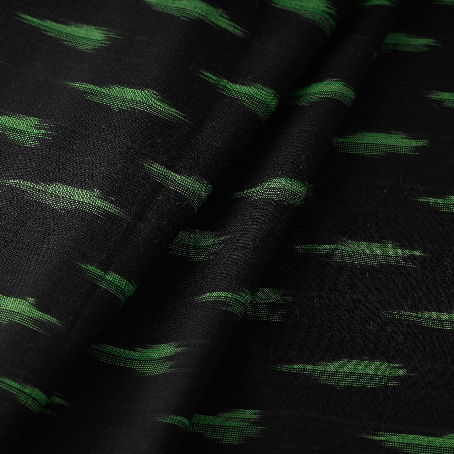 Black Pochampally Ikat Weave Cotton Fabric 