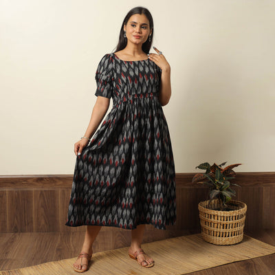  Pochampally Ikat Weave Cotton Flared Dress 15 