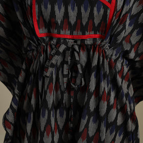 Black Pochampally Ikat Weave Cotton Kaftan (Medium)