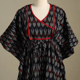 Black Pochampally Ikat Weave Cotton Kaftan (Medium)