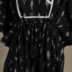 Black Pochampally Ikat Weave Cotton Kaftan (Medium)