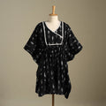 Black Pochampally Ikat Weave Cotton Kaftan (Medium)
