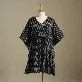 Black - pochampally ikat weave cotton kaftan (medium) 10