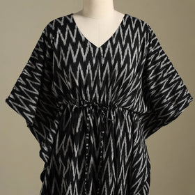 Black - pochampally ikat weave cotton kaftan (medium) 10
