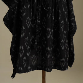 Black Pochampally Ikat Weave Cotton Kaftan (Medium)