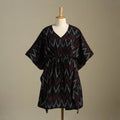 Black Pochampally Ikat Weave Cotton Kaftan (Medium)