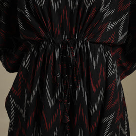 Black Pochampally Ikat Weave Cotton Kaftan (Medium)