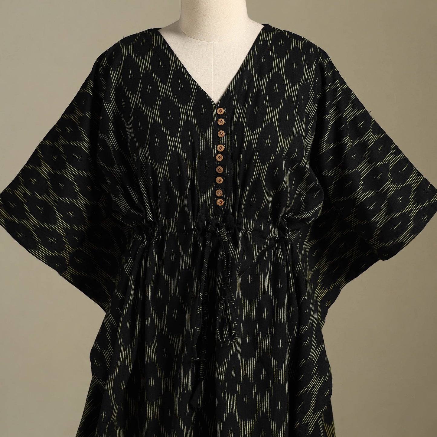 Black - pochampally ikat weave cotton kaftan (medium) 18