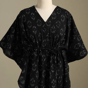 Black - pochampally ikat weave cotton kaftan (medium) 24