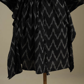 Black Pochampally Ikat Weave Cotton Kaftan (Medium)