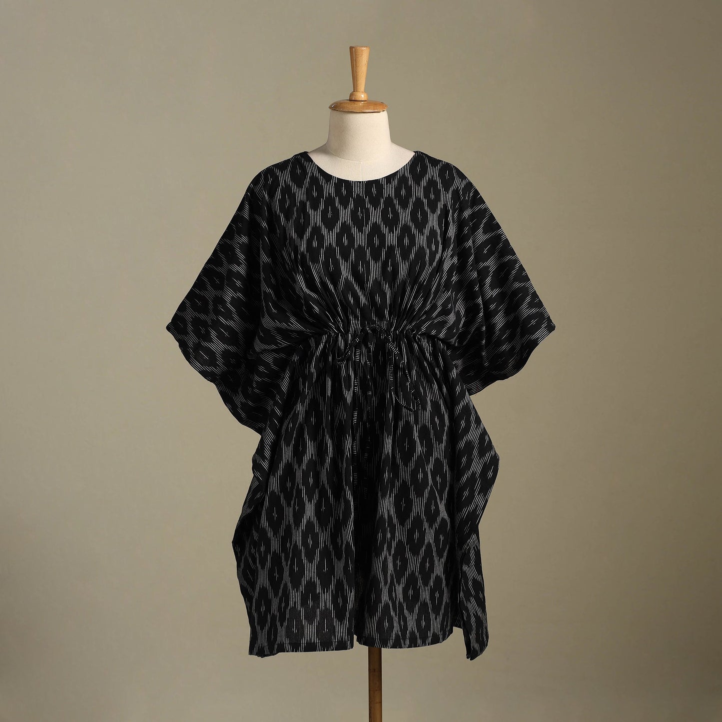Black - pochampally ikat weave cotton kaftan (medium) 42