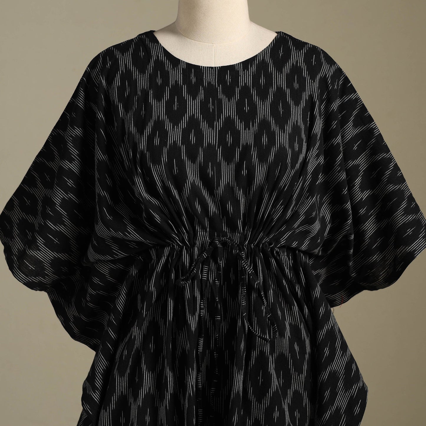 Black - pochampally ikat weave cotton kaftan (medium) 42