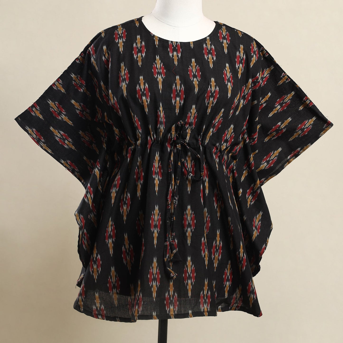 Buy Black Pochampally Ikat Weave Cotton Kaftan