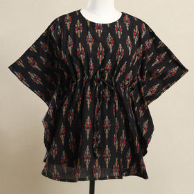 Buy Black Pochampally Ikat Weave Cotton Kaftan