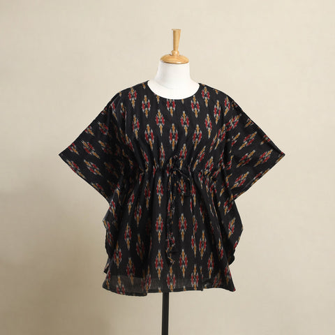 Buy Black Pochampally Ikat Weave Cotton Kaftan