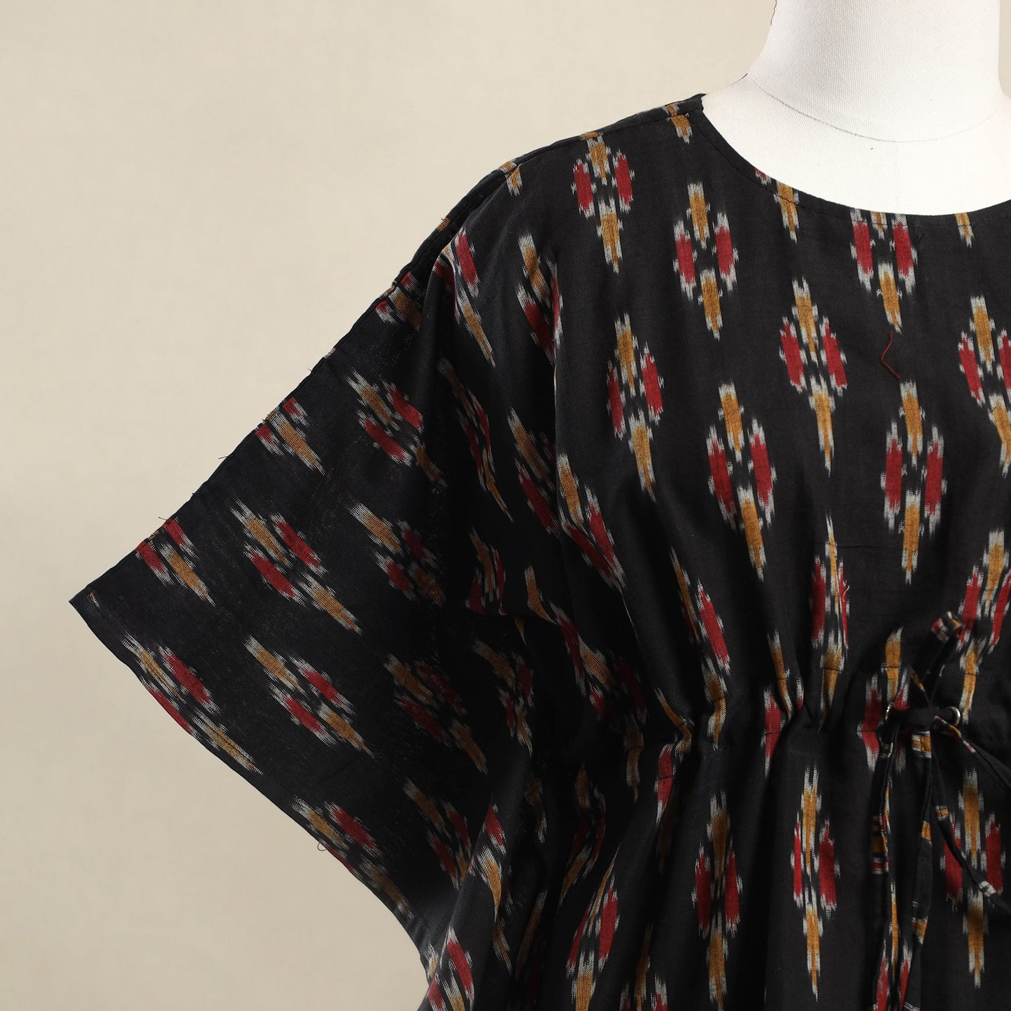 Buy Black Pochampally Ikat Weave Cotton Kaftan