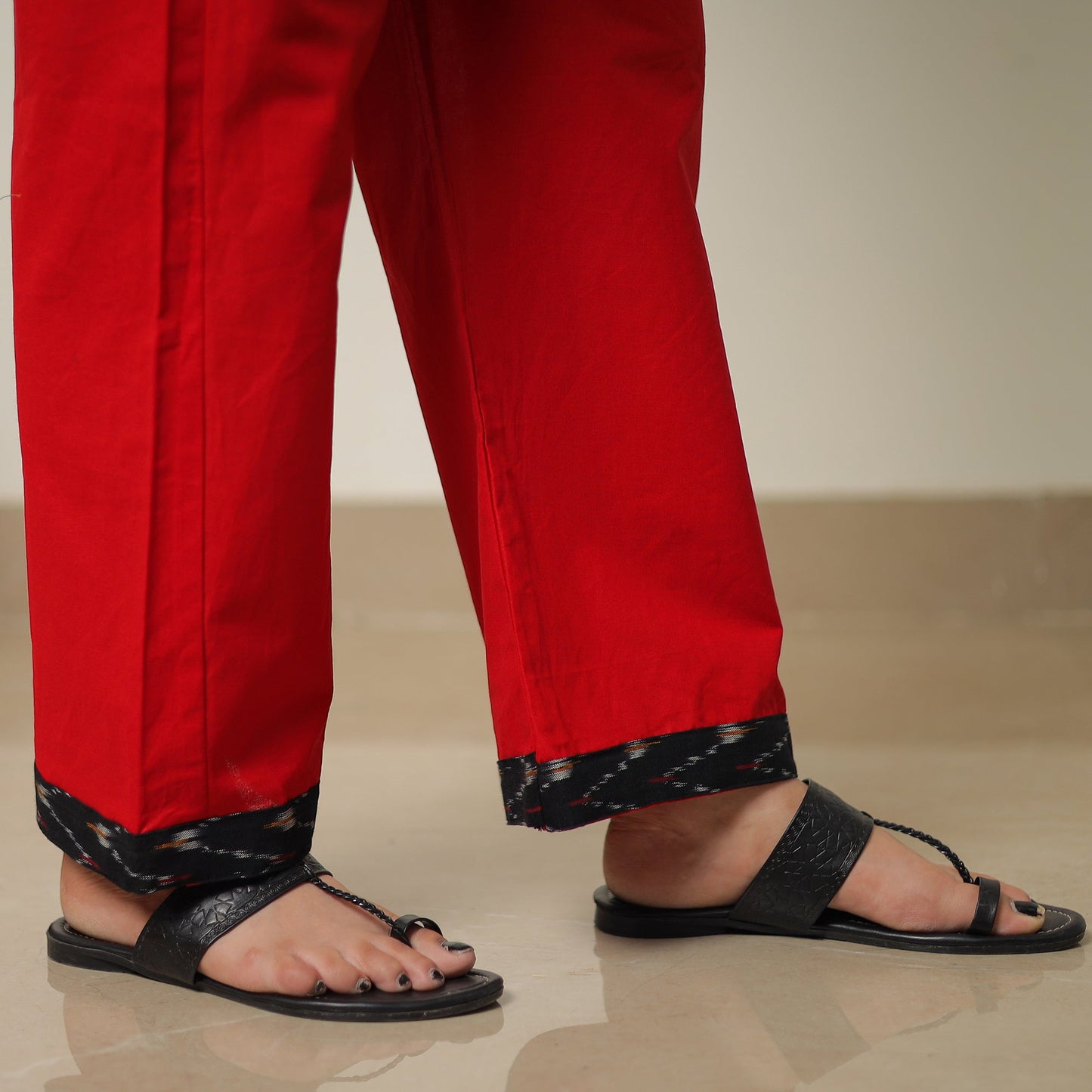  Pochampally Ikat Weave Cotton Kurta with Palazzo & Dupatta Set 01 