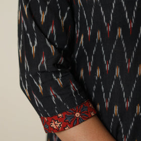  Pochampally Ikat Weave Cotton Kurta with Palazzo & Dupatta Set 07 