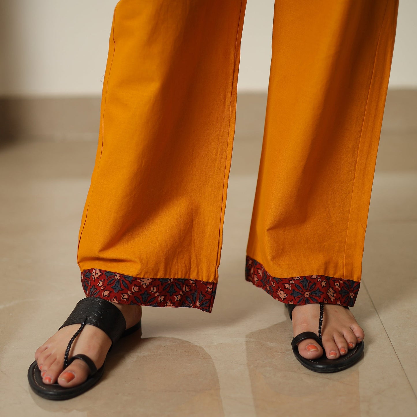  Pochampally Ikat Weave Cotton Kurta with Palazzo & Dupatta Set 07 