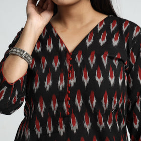 Black - pochampally ikat weave cotton kurta with palazzo &
