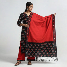 Black - pochampally ikat weave cotton kurta with palazzo &