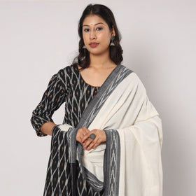 Black - pochampally ikat weave cotton kurta with palazzo &