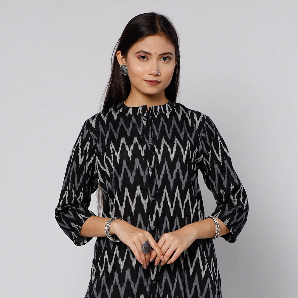 Buy Pochampally Ikat Weave Cotton Kurta with Palazzo & Dupatta Set Online l iTokri.com