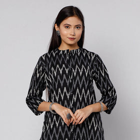 Buy Pochampally Ikat Weave Cotton Kurta with Palazzo & Dupatta Set Online l iTokri.com