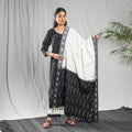  Pochampally Ikat Weave Cotton Kurta with Palazzo & Dupatta Set 