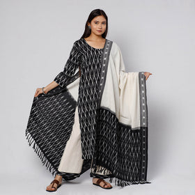  Pochampally Ikat Weave Cotton Kurta with Palazzo & Dupatta Set 