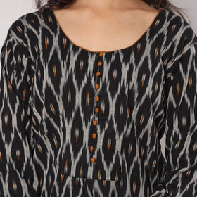 Black - pochampally ikat weave cotton kurta with palazzo &