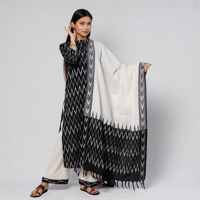 Buy Pochampally Ikat Weave Cotton Kurta with Palazzo & Dupatta Set Online l iTokri.com