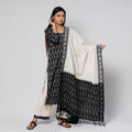  Pochampally Ikat Weave Cotton Kurta with Palazzo & Dupatta Set 