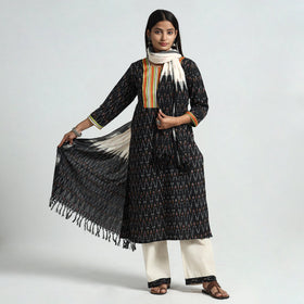 Pochampally Ikat Kurta with Palazzo & Dupatta Set