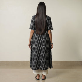  Pochampally Ikat Weave Cotton A-Line Kurta for Women