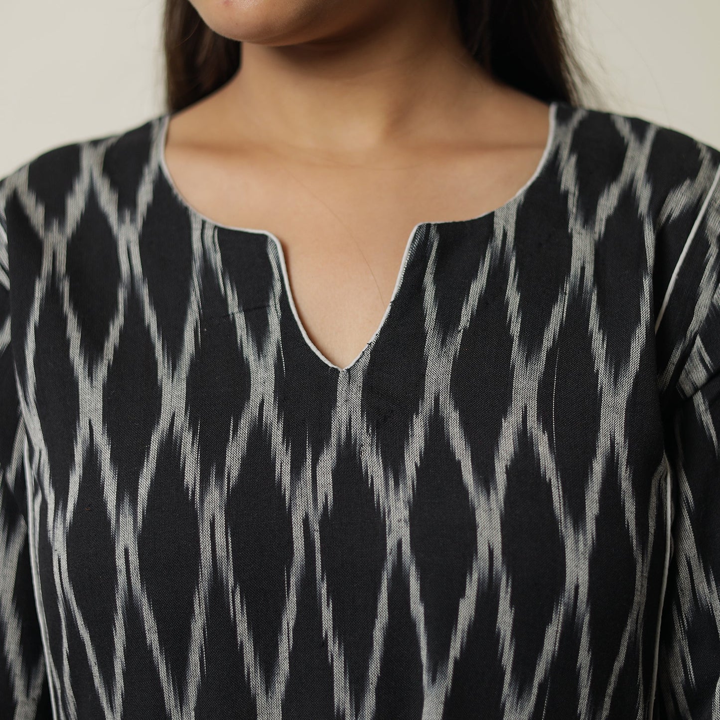  Pochampally Ikat Weave Cotton A-Line Kurta for Women
