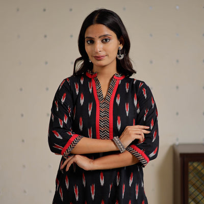  Pochampally Ikat Weave Cotton Long Kurta for Women