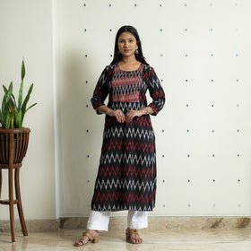  Pochampally Ikat Weave Cotton Long Kurta for Women