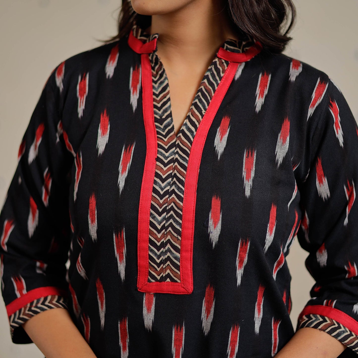  Pochampally Ikat Weave Cotton Long Kurta for Women