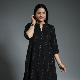  Pochampally Ikat Weave Cotton Long A-Line Kurta 09 