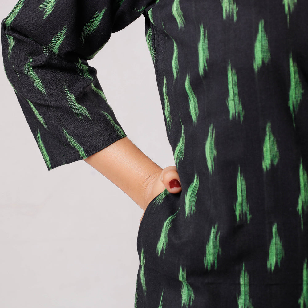  Pochampally Ikat Weave Cotton Long Straight Kurta 13 