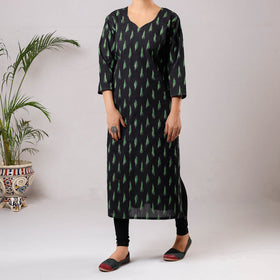  Pochampally Ikat Weave Cotton Long Straight Kurta 13 