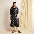 Pochampally Ikat Weave Cotton Long Straight Kurta for Women
