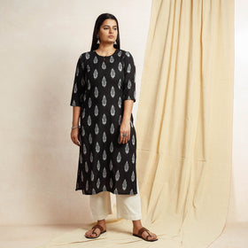 Pochampally Ikat Weave Cotton Long Straight Kurta for Women