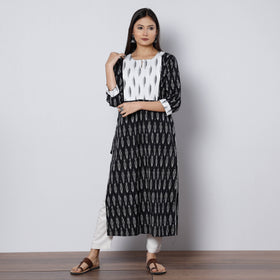 Pochampally Ikat Weave Cotton Long Straight Kurta for Women