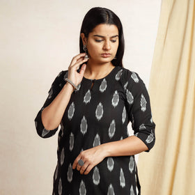 Pochampally Ikat Weave Cotton Long Straight Kurta for Women
