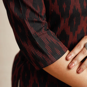 Black Pochampally Ikat Weave Cotton Long kurta for Women