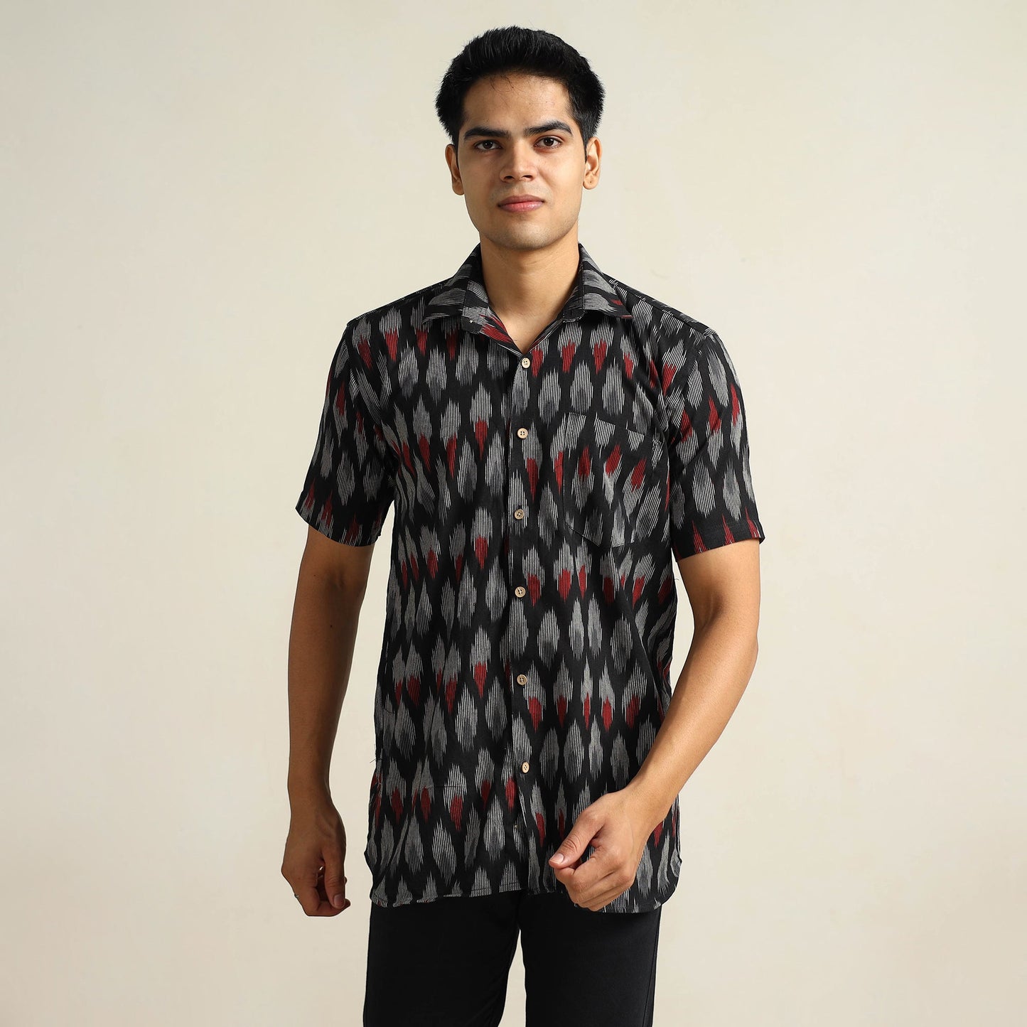 Buy Pochampally Ikat Weave Cotton Men Half Sleeve Shirt 08 Online at iTokri.com